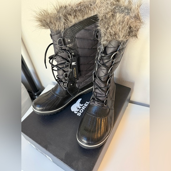 NIB Sorel Tofino II Women's Quilted Black/Stone Waterproof Winter Boots, 8.5M - Picture 5 of 8